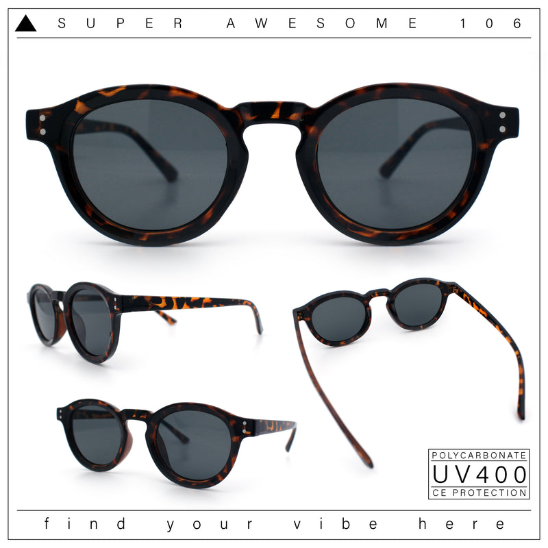Gentlemanly Keyhole Beveled Round Horn Rim Hipster Sunglasses