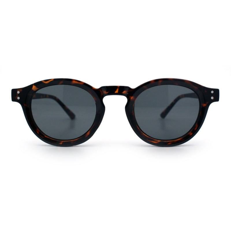 Gentlemanly Keyhole Beveled Round Horn Rim Hipster Sunglasses