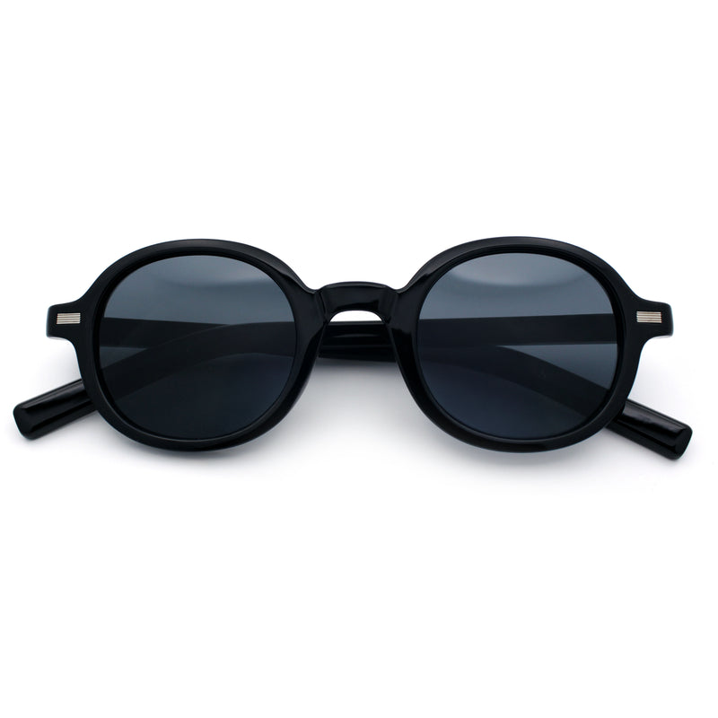 Vintage Vibe Hipster Fashion Round Plastic Horn Rim Sunglasses