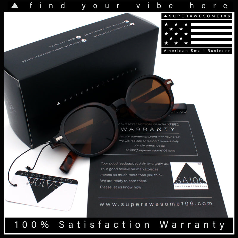 Vintage Vibe Hipster Fashion Round Plastic Horn Rim Sunglasses