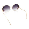 Fancy Rhinestone Floral Trim Round Circle Lens Wavy Arm Sunglasses
