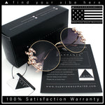 Fancy Rhinestone Floral Trim Round Circle Lens Wavy Arm Sunglasses