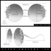 Fancy Rhinestone Floral Trim Round Circle Lens Wavy Arm Sunglasses