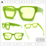 Womens Mod Pop Color Beveled Thick Horn Rim Plastic Fashion Sunglasses