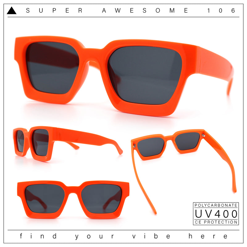 Womens Mod Pop Color Beveled Thick Horn Rim Plastic Fashion Sunglasses