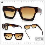 Womens Mod Pop Color Beveled Thick Horn Rim Plastic Fashion Sunglasses