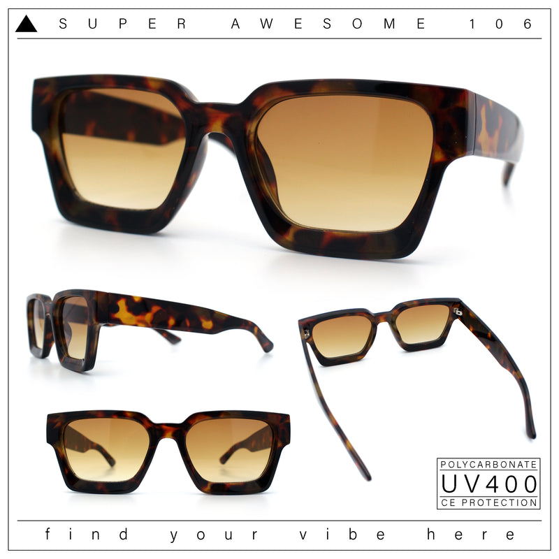 Womens Mod Pop Color Beveled Thick Horn Rim Plastic Fashion Sunglasses