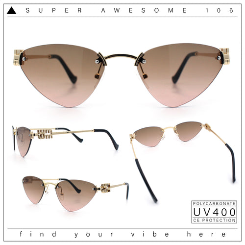 Womens Luxury Fashion Rimless Triangular Designer Sunglasses