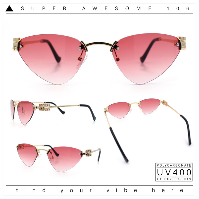 Womens Luxury Fashion Rimless Triangular Designer Sunglasses