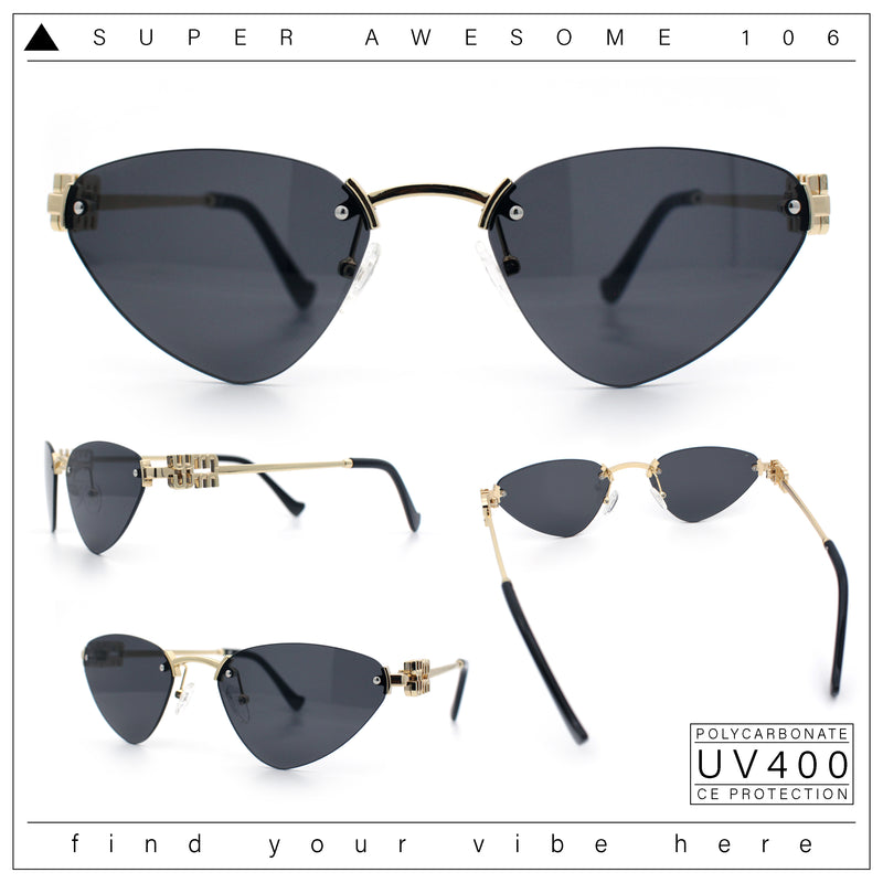 Womens Luxury Fashion Rimless Triangular Designer Sunglasses