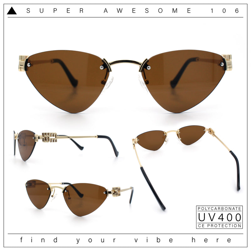 Womens Luxury Fashion Rimless Triangular Designer Sunglasses