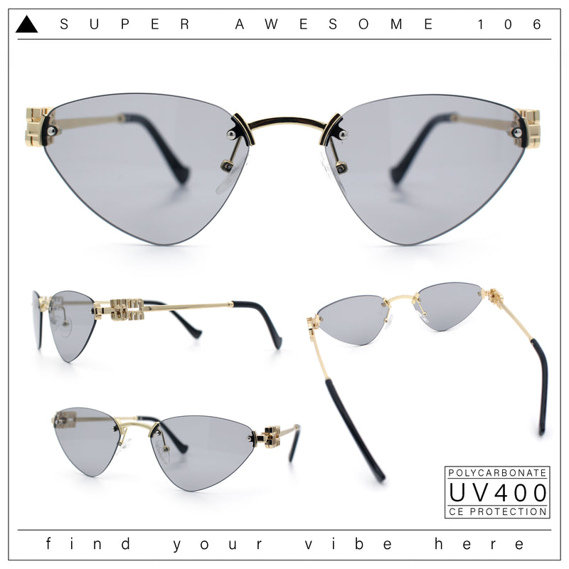 Womens Luxury Fashion Rimless Triangular Designer Sunglasses