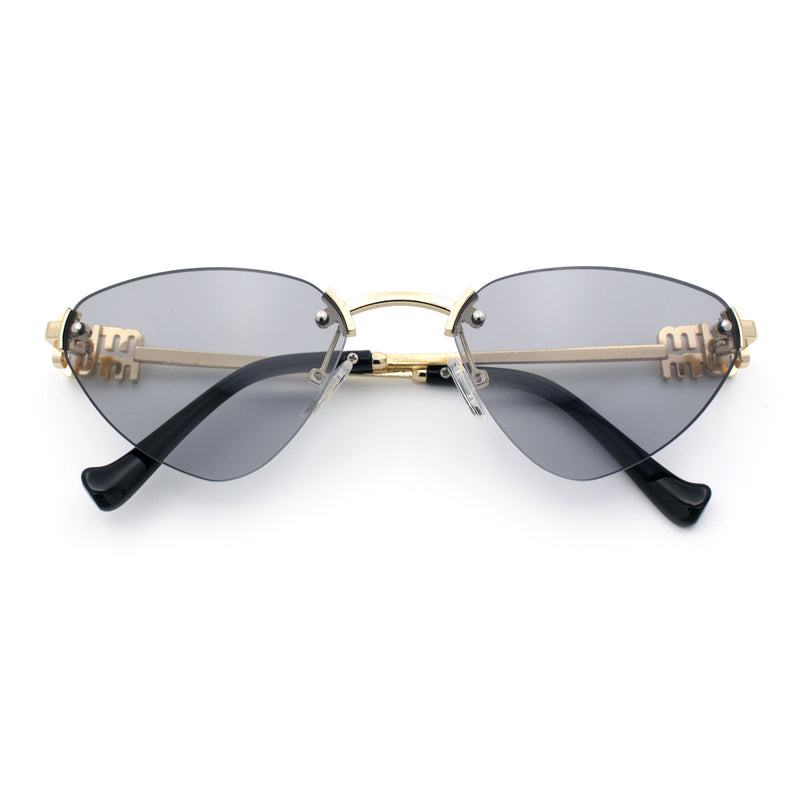 Womens Luxury Fashion Rimless Triangular Designer Sunglasses