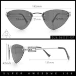 Womens Luxury Fashion Rimless Triangular Designer Sunglasses