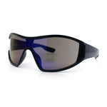 Wrap Curved Color Mirror Oversize Shield Sport Plastic Sunglasses