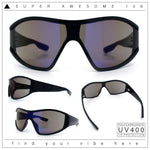 Wrap Curved Color Mirror Oversize Shield Sport Plastic Sunglasses
