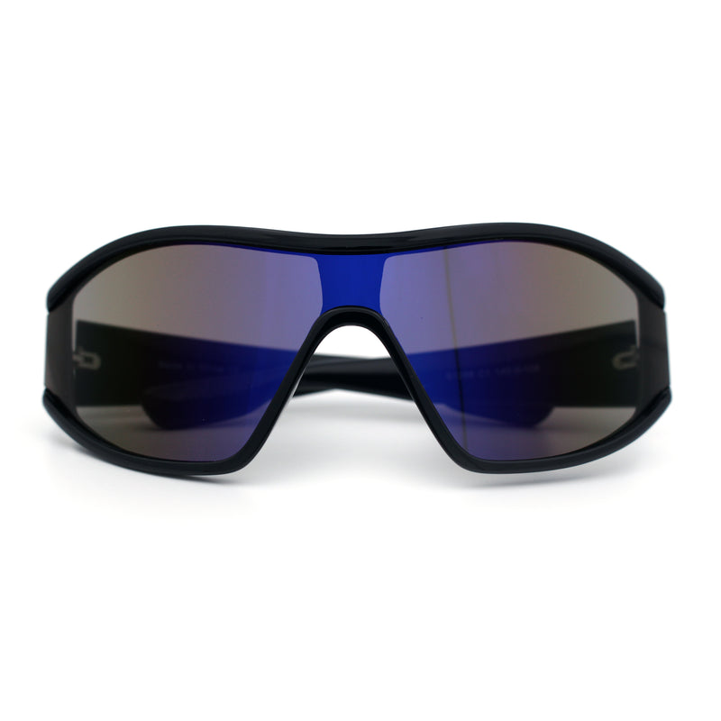 Wrap Curved Color Mirror Oversize Shield Sport Plastic Sunglasses
