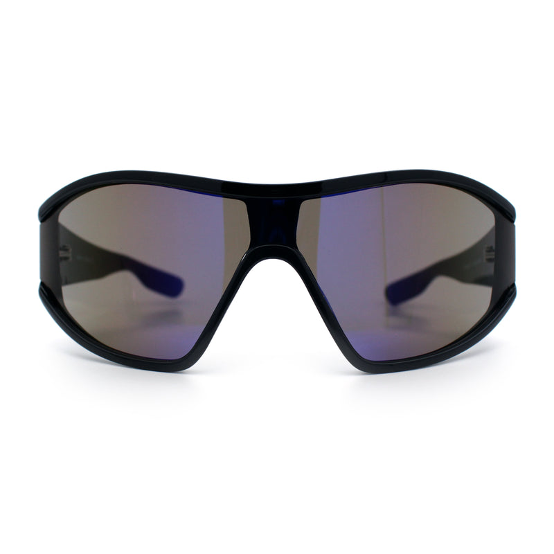 Wrap Curved Color Mirror Oversize Shield Sport Plastic Sunglasses