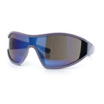 Wrap Curved Color Mirror Oversize Shield Sport Plastic Sunglasses