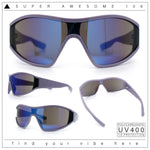 Wrap Curved Color Mirror Oversize Shield Sport Plastic Sunglasses