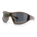 Wrap Curved Color Mirror Oversize Shield Sport Plastic Sunglasses