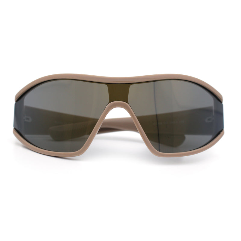 Wrap Curved Color Mirror Oversize Shield Sport Plastic Sunglasses