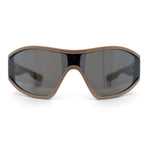 Wrap Curved Color Mirror Oversize Shield Sport Plastic Sunglasses