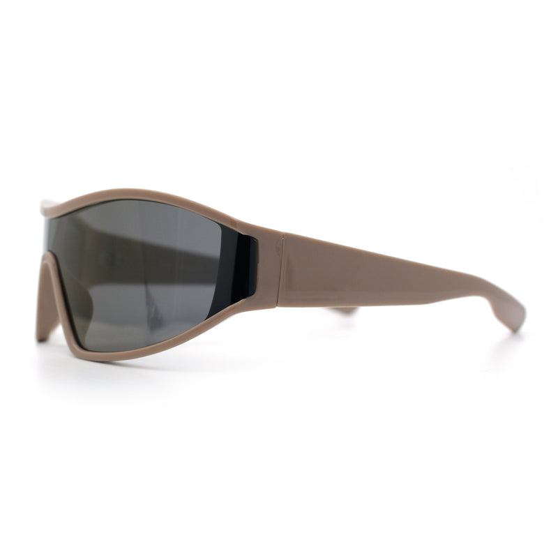 Wrap Curved Color Mirror Oversize Shield Sport Plastic Sunglasses