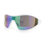 Wrap Curved Color Mirror Oversize Shield Sport Plastic Sunglasses