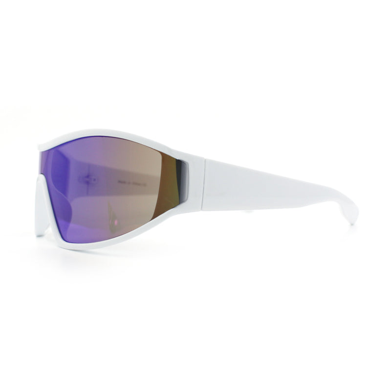 Wrap Curved Color Mirror Oversize Shield Sport Plastic Sunglasses