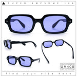 Hipster Narrow Rectangle Hustler Pop Color Lens Mid Temple Sunglasses