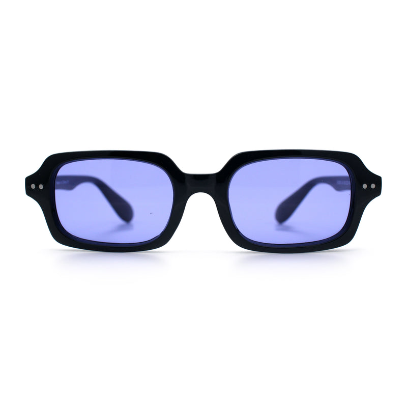 Hipster Narrow Rectangle Hustler Pop Color Lens Mid Temple Sunglasses