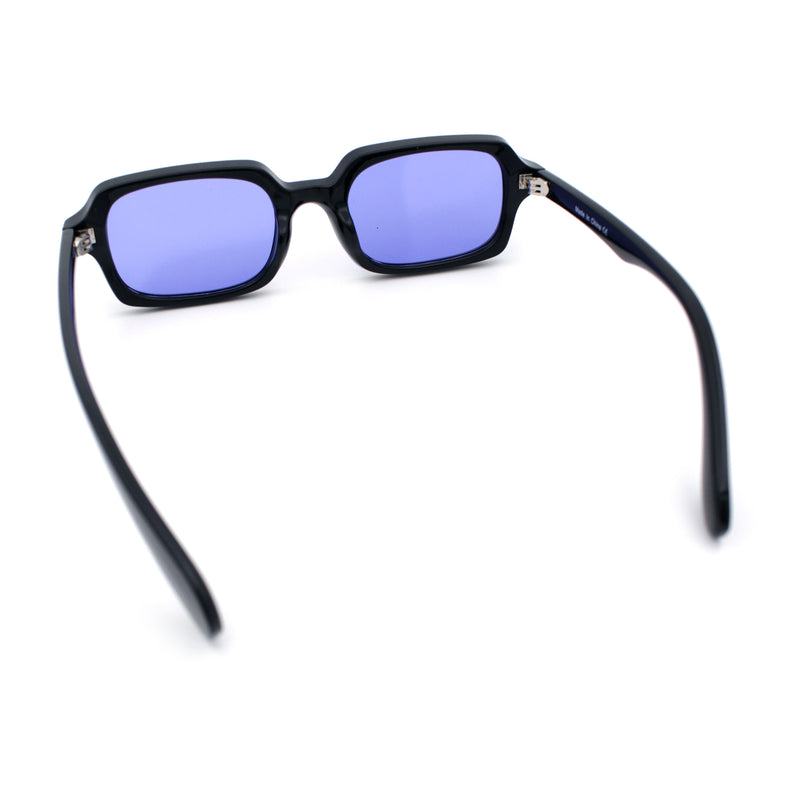 Hipster Narrow Rectangle Hustler Pop Color Lens Mid Temple Sunglasses