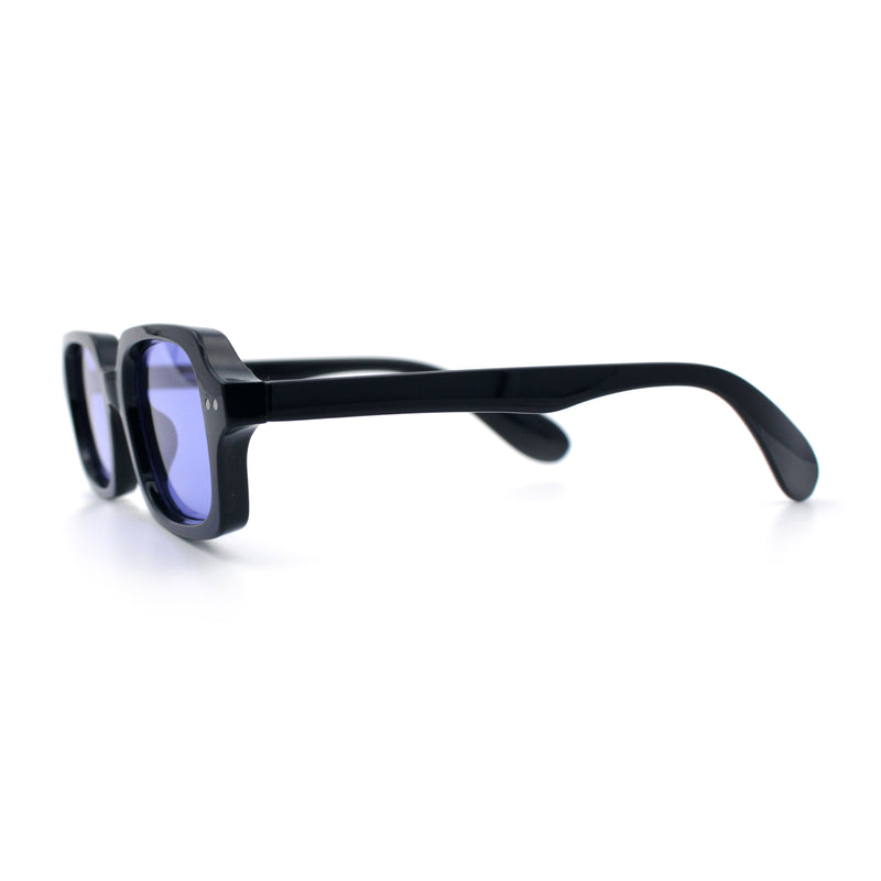 Hipster Narrow Rectangle Hustler Pop Color Lens Mid Temple Sunglasses