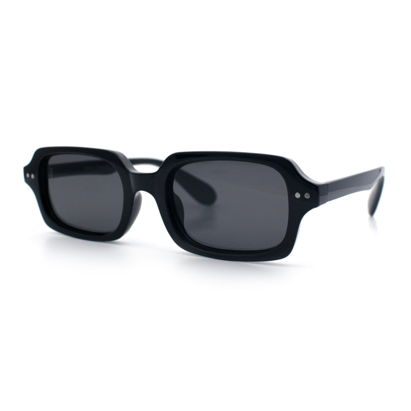Hipster Narrow Rectangle Hustler Pop Color Lens Mid Temple Sunglasses