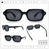 Hipster Narrow Rectangle Hustler Pop Color Lens Mid Temple Sunglasses