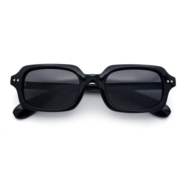 Hipster Narrow Rectangle Hustler Pop Color Lens Mid Temple Sunglasses