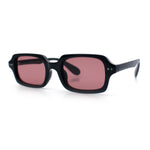 Hipster Narrow Rectangle Hustler Pop Color Lens Mid Temple Sunglasses