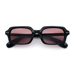 Hipster Narrow Rectangle Hustler Pop Color Lens Mid Temple Sunglasses
