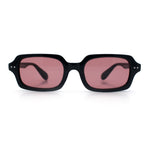 Hipster Narrow Rectangle Hustler Pop Color Lens Mid Temple Sunglasses
