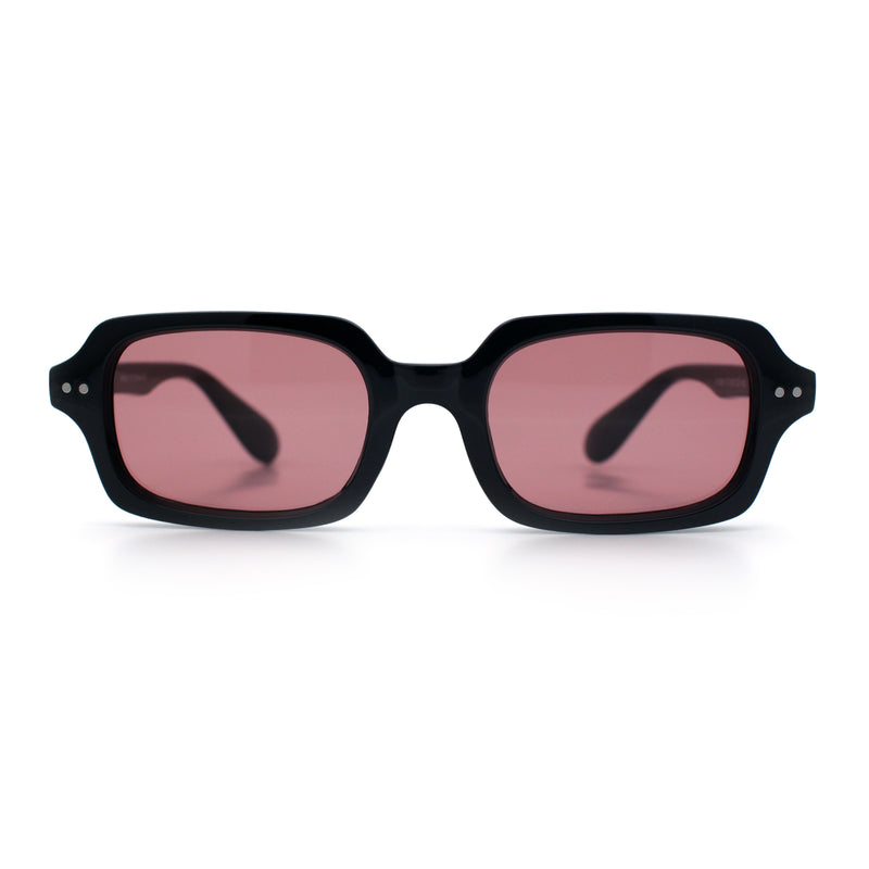 Hipster Narrow Rectangle Hustler Pop Color Lens Mid Temple Sunglasses