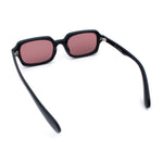 Hipster Narrow Rectangle Hustler Pop Color Lens Mid Temple Sunglasses