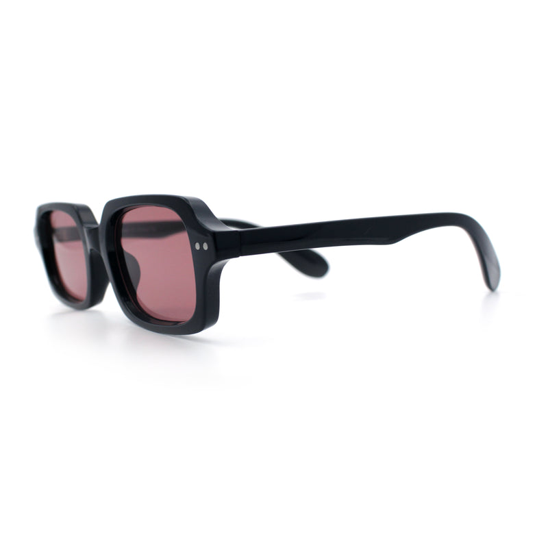 Hipster Narrow Rectangle Hustler Pop Color Lens Mid Temple Sunglasses
