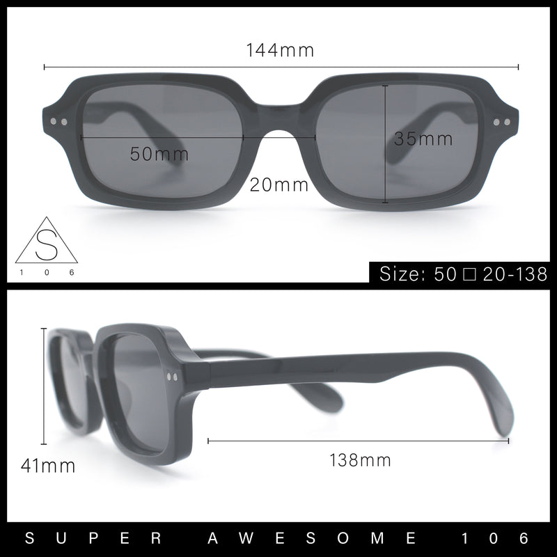 Hipster Narrow Rectangle Hustler Pop Color Lens Mid Temple Sunglasses