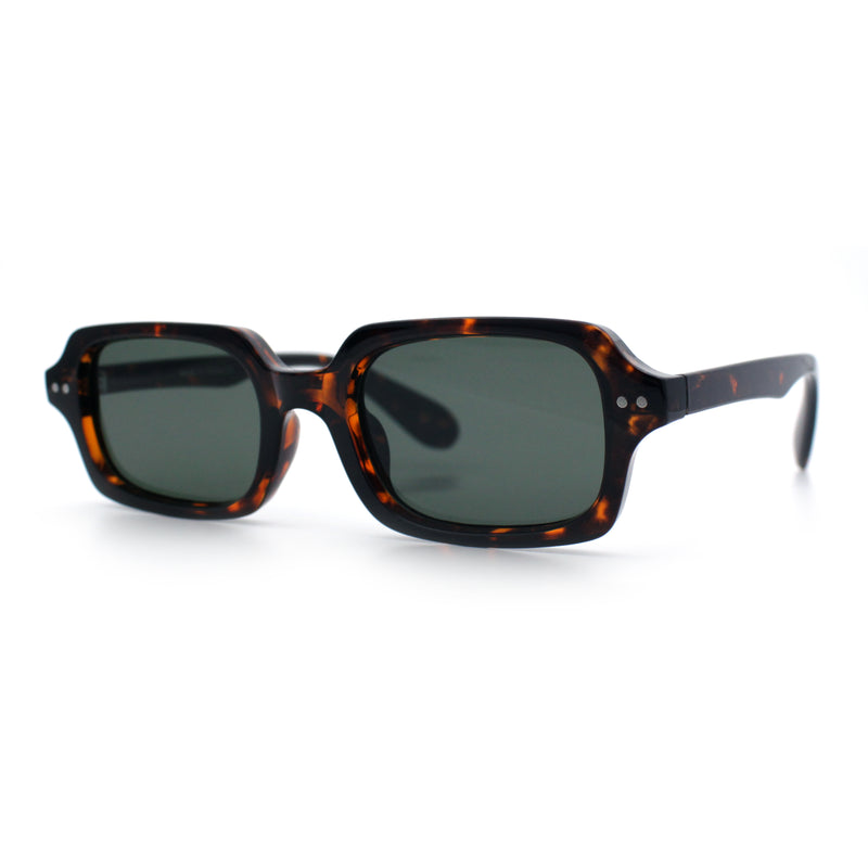 Hipster Narrow Rectangle Hustler Pop Color Lens Mid Temple Sunglasses