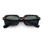 Hipster Narrow Rectangle Hustler Pop Color Lens Mid Temple Sunglasses