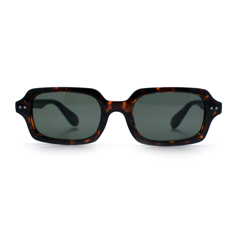 Hipster Narrow Rectangle Hustler Pop Color Lens Mid Temple Sunglasses