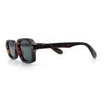 Hipster Narrow Rectangle Hustler Pop Color Lens Mid Temple Sunglasses