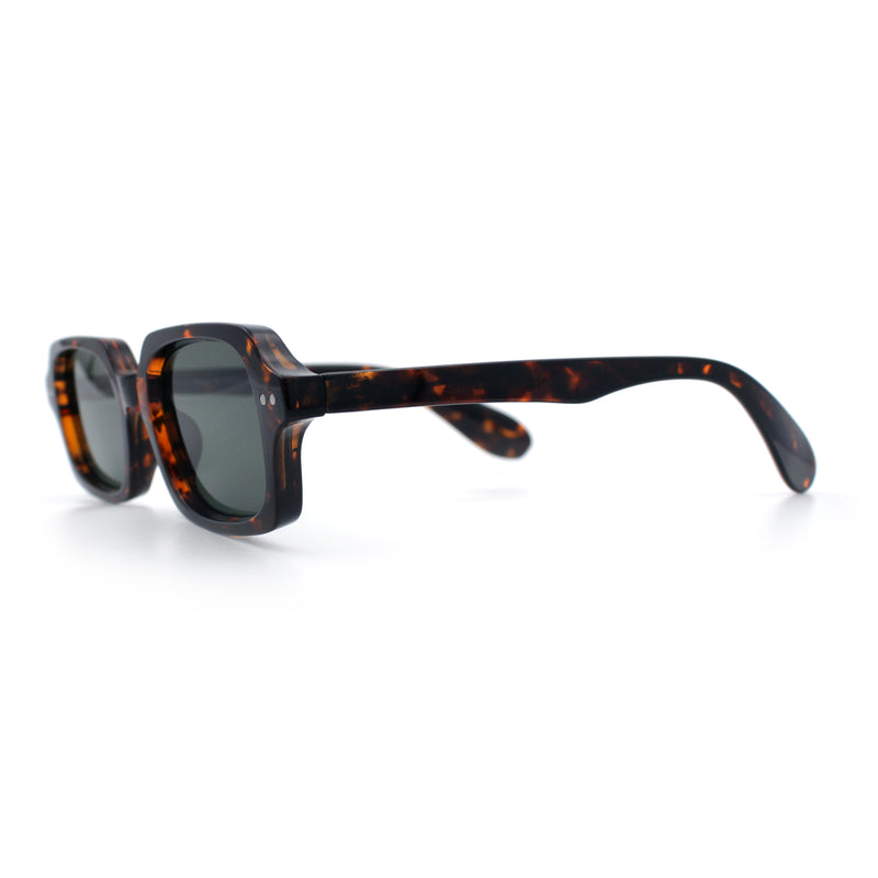Hipster Narrow Rectangle Hustler Pop Color Lens Mid Temple Sunglasses