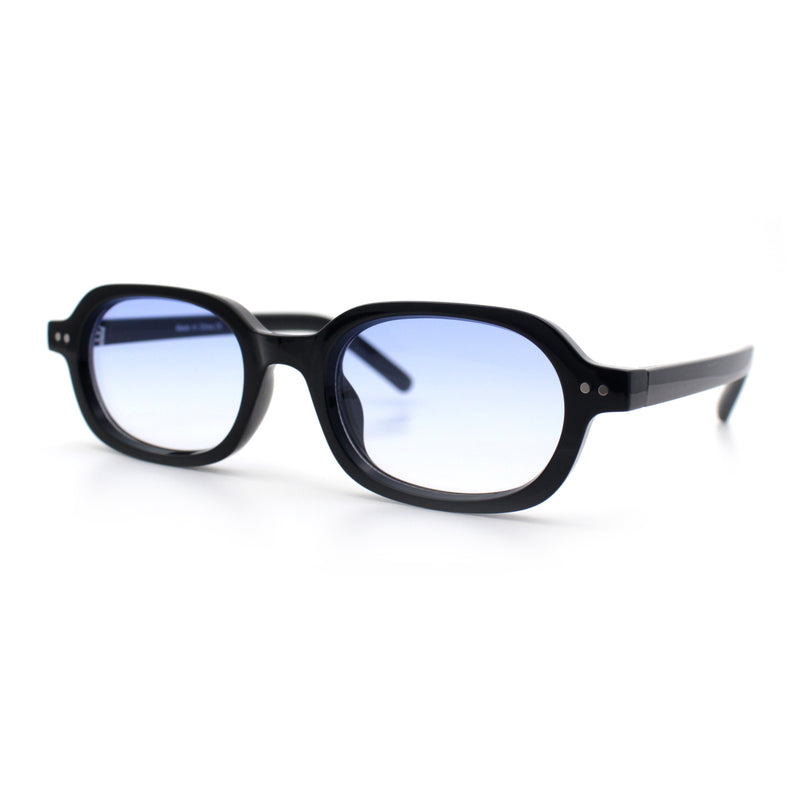 Hipster Narrow Oval Hustler Pop Color Lens Mid Temple Sunglasses